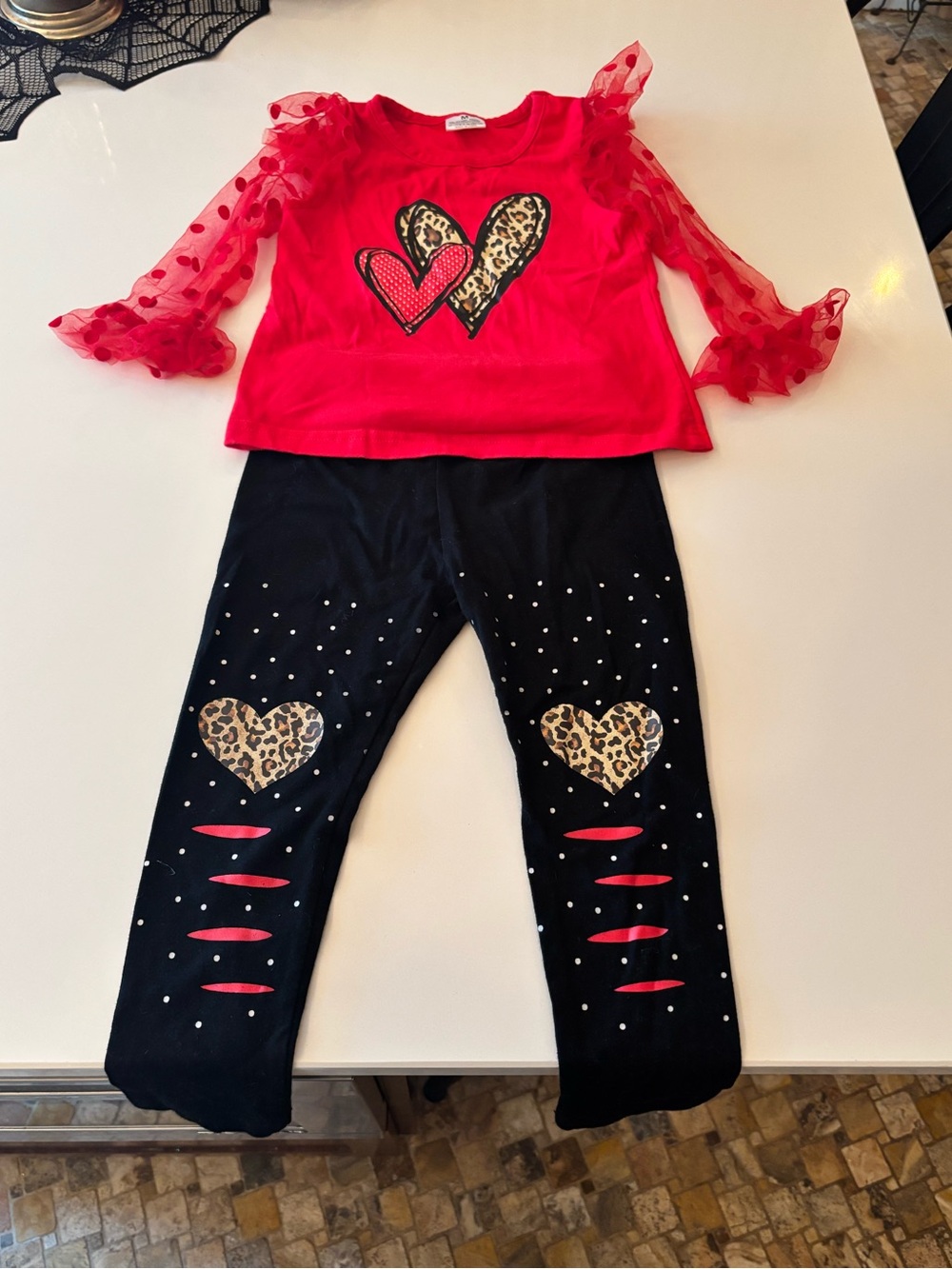 Toddler girl 4t Red leopard outfit set